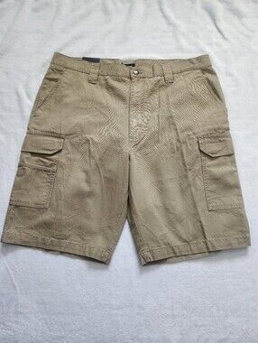 VAN HEUSEN  Men's Canvas Cargo Shorts Tan Khaki Sz 38 NWT 11" Inseam‎